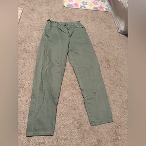 Green Paperbag Waist Pants